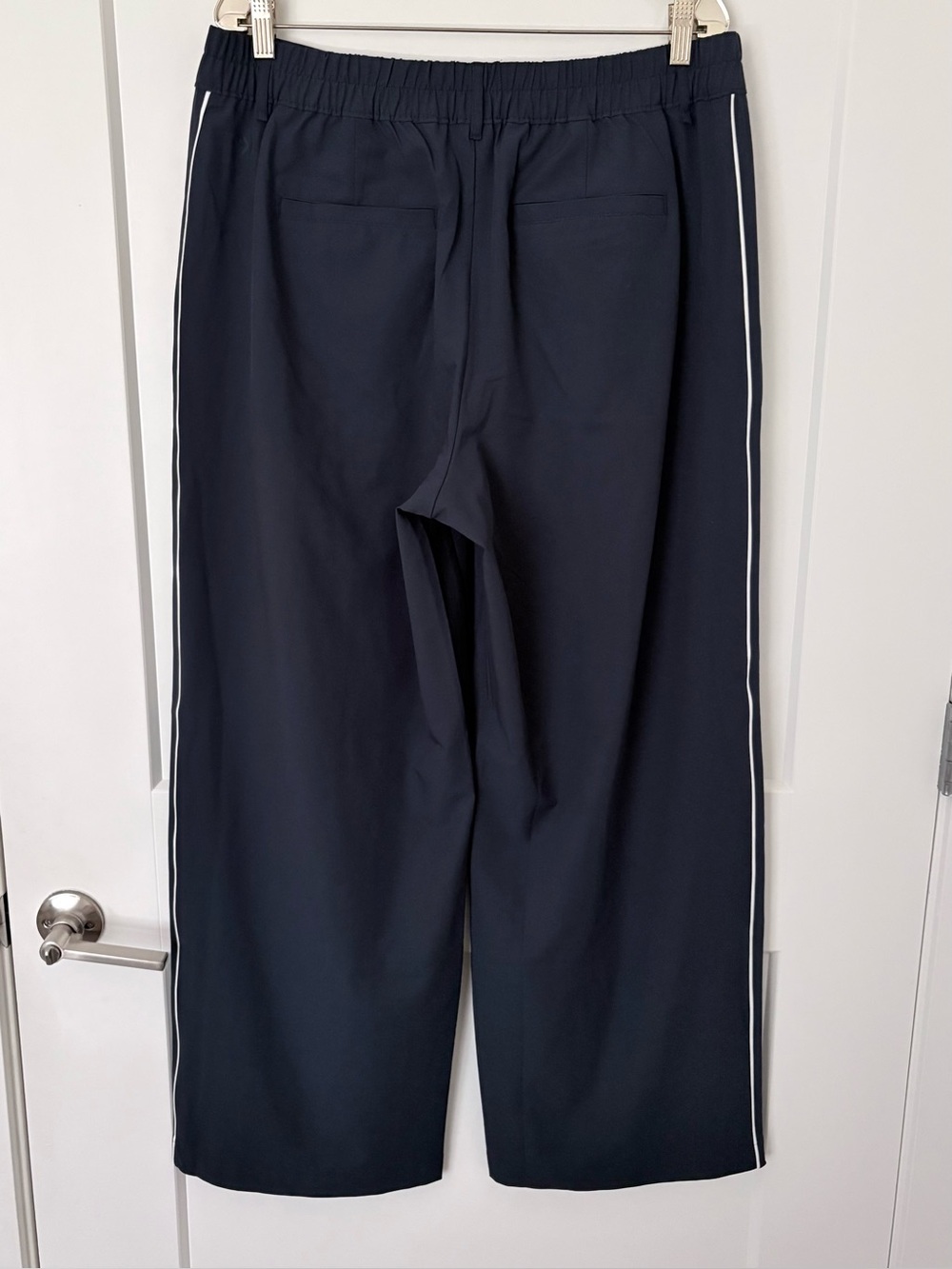 All in Motion Navy Blue Performance Pleated Wide-Leg Trousers - Side Pinstripe - Picture 8 of 13